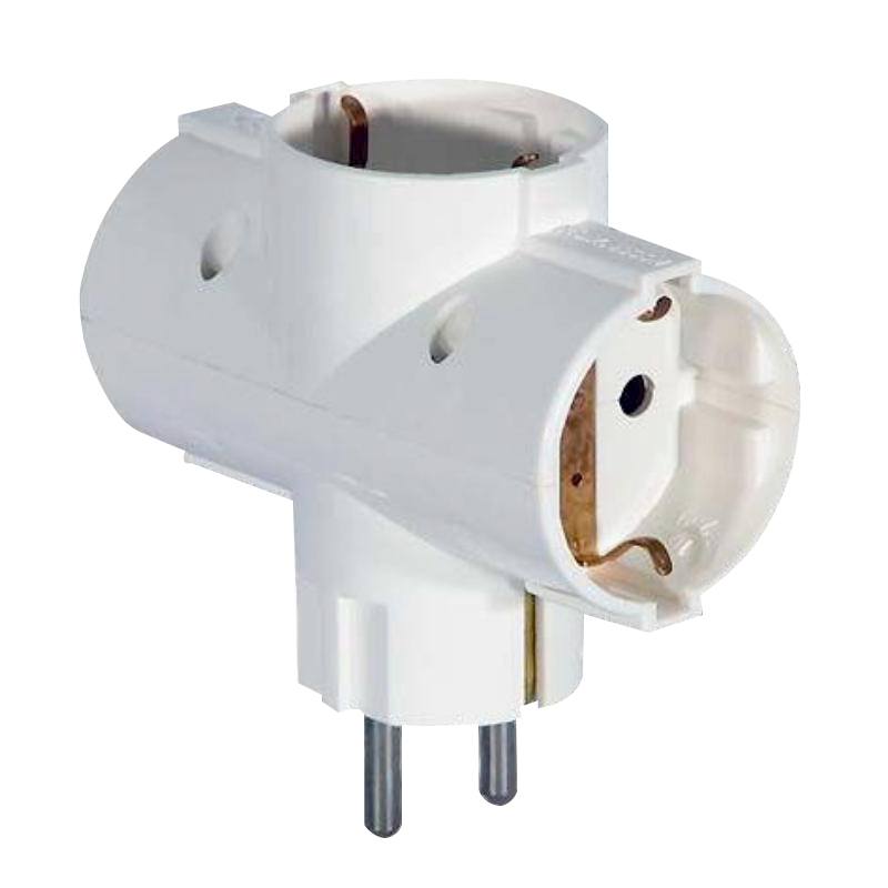 EUROBRIC Adaptador Triple Schuko Blanco 16A 250V Enchufe