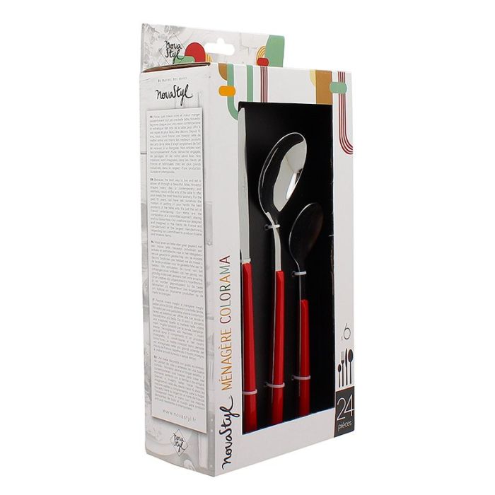 Set de Cubertería 24 piezascolor rojo para 6 personas