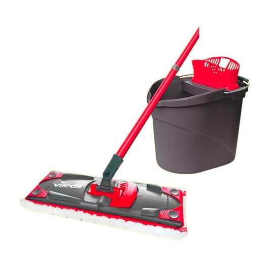 VILEDA Ultramax Escoba Telescópica con Mango Ajustable Rojo