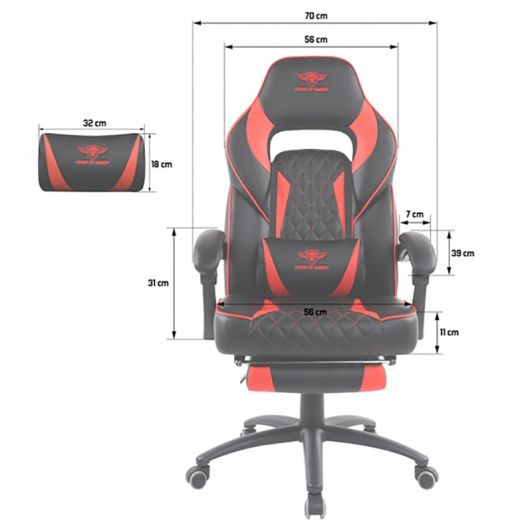 SPIRIT OF GAMER Mustang Silla Gaming Piel Sintética Rojo