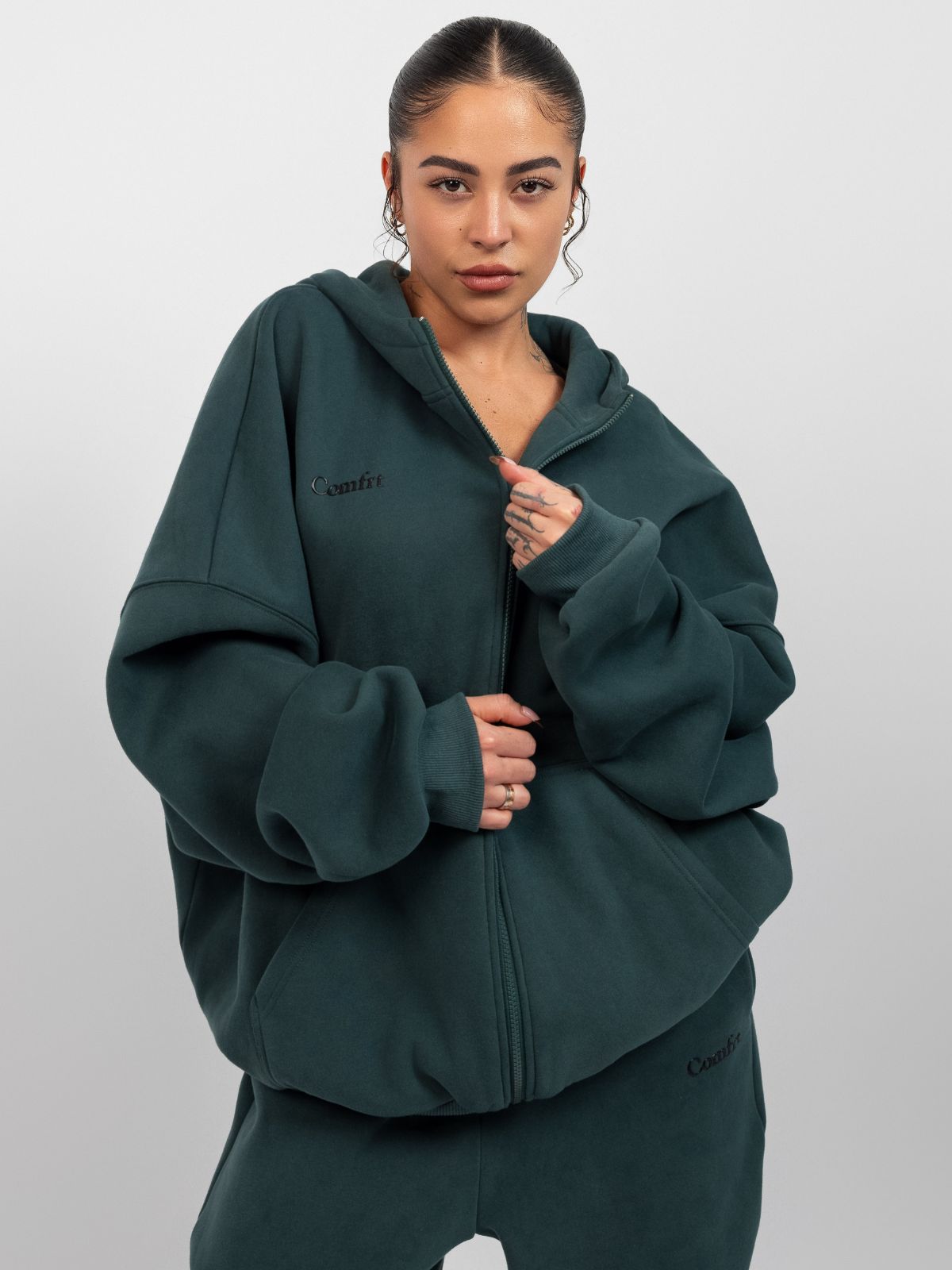 Comfrt Cloud Zip Hoodie Oversized Unisex Cotton Comfort