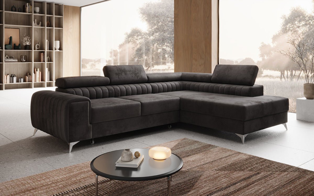 Luxusbetten24 Aurea L Sofa mit Schlaf- und Klappfunktion in Samt