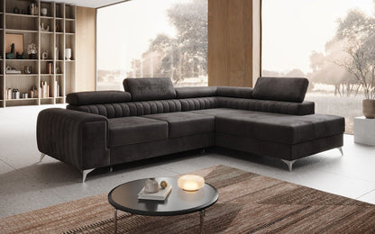 Luxusbetten24 Aurea L Sofa mit Schlaf- und Klappfunktion in Samt