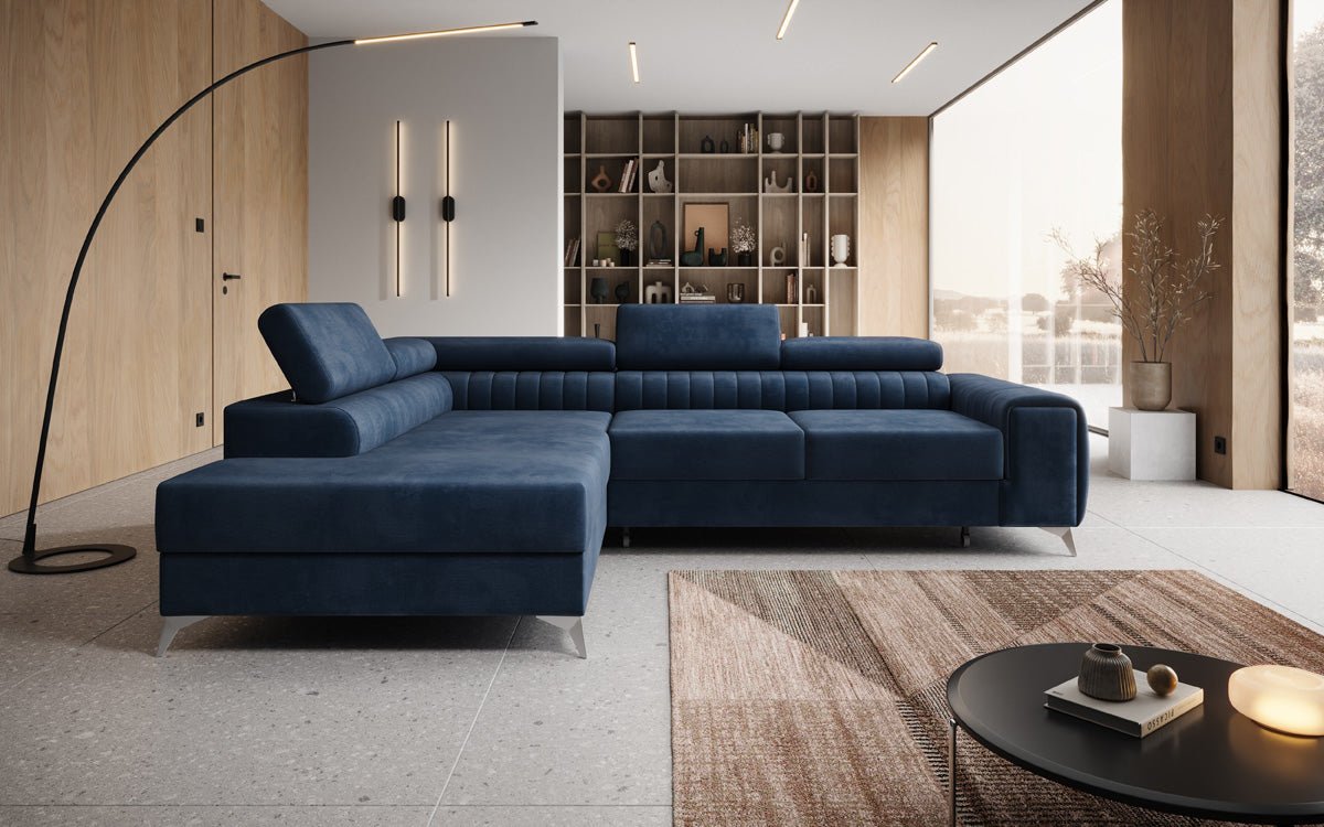 Luxusbetten24 Aurea L Sofa mit Schlaf- und Klappfunktion in Samt