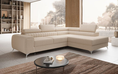 Luxusbetten24 Aurea L Designer Sofa mit Schlaf‑Klappfunktion, Bouclé