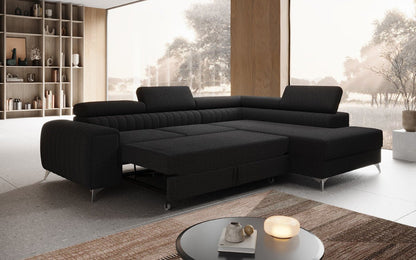 Luxusbetten24 Aurea L Designer Sofa mit Schlaf‑Klappfunktion, Bouclé