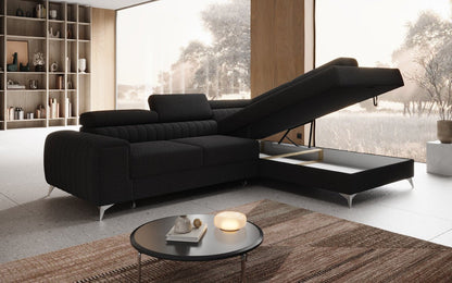 Luxusbetten24 Aurea L Designer Sofa mit Schlaf‑Klappfunktion, Bouclé