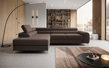 Luxusbetten24 Aurea L Designer Sofa mit Schlaf‑Klappfunktion, Bouclé