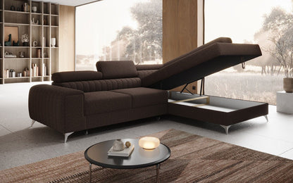 Luxusbetten24 Aurea L Designer Sofa mit Schlaf‑Klappfunktion, Bouclé