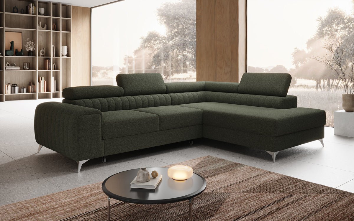Luxusbetten24 Aurea L Designer Sofa mit Schlaf‑Klappfunktion, Bouclé