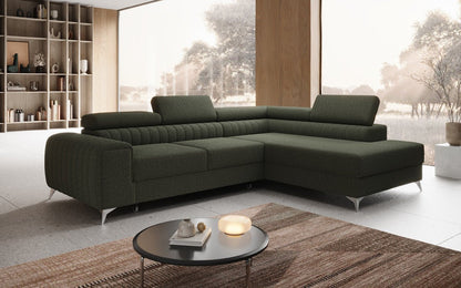 Luxusbetten24 Aurea L Designer Sofa mit Schlaf‑Klappfunktion, Bouclé
