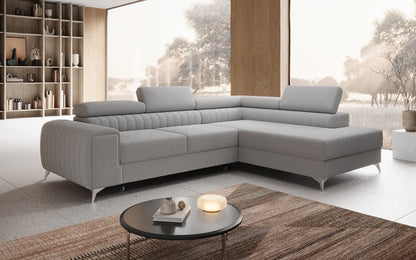 Luxusbetten24 Aurea L Designer Sofa mit Schlaf‑Klappfunktion, Bouclé