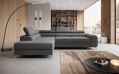 Luxusbetten24 Aurea L Designer Sofa mit Schlaf‑Klappfunktion, Bouclé