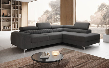 Luxusbetten24 Aurea L Designer Sofa mit Schlaf‑Klappfunktion, Bouclé