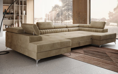 Luxusbetten24 Designer Sofa Aurea U Samt Schlaf‑Klappfunktion Anthrazit
