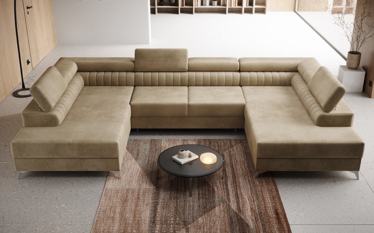 Luxusbetten24 Designer Sofa Aurea U Samt Schlaf‑Klappfunktion Anthrazit