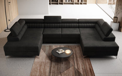 Luxusbetten24 Designer Sofa Aurea U Samt Schlaf‑Klappfunktion Anthrazit