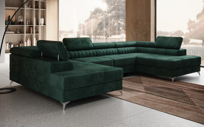 Luxusbetten24 Designer Sofa Aurea U Samt Schlaf‑Klappfunktion Anthrazit