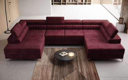 Luxusbetten24 Designer Sofa Aurea U Samt Schlaf‑Klappfunktion Anthrazit
