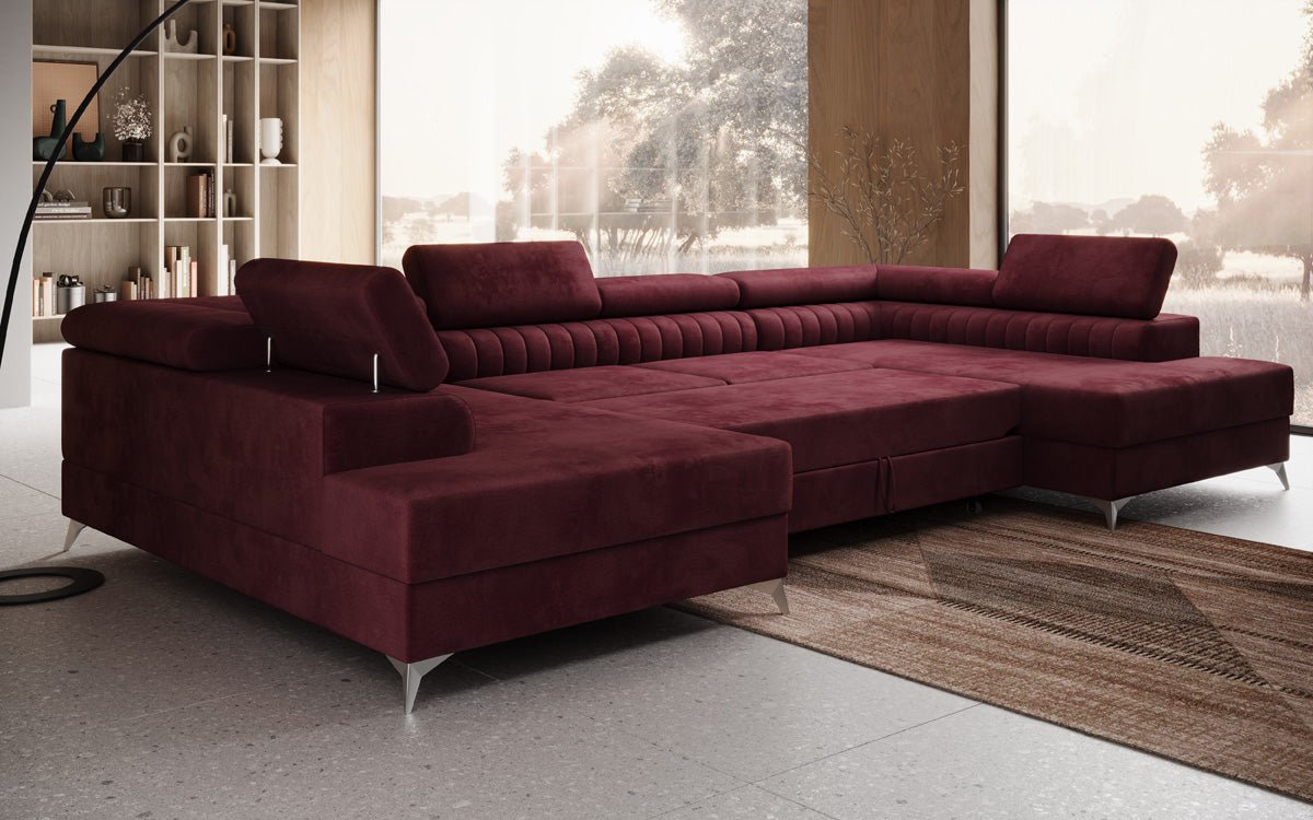 Luxusbetten24 Designer Sofa Aurea U Samt Schlaf‑Klappfunktion Anthrazit