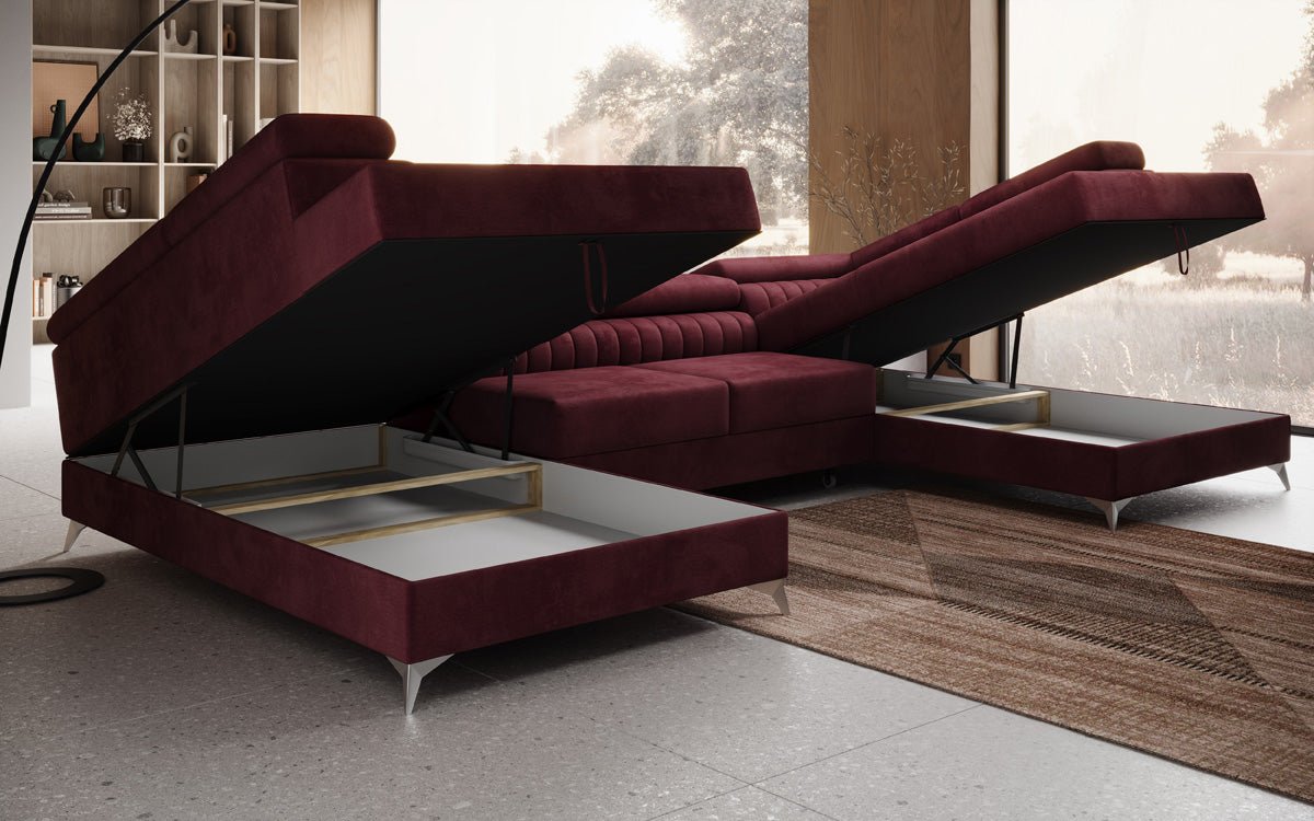 Luxusbetten24 Designer Sofa Aurea U Samt Schlaf‑Klappfunktion Anthrazit