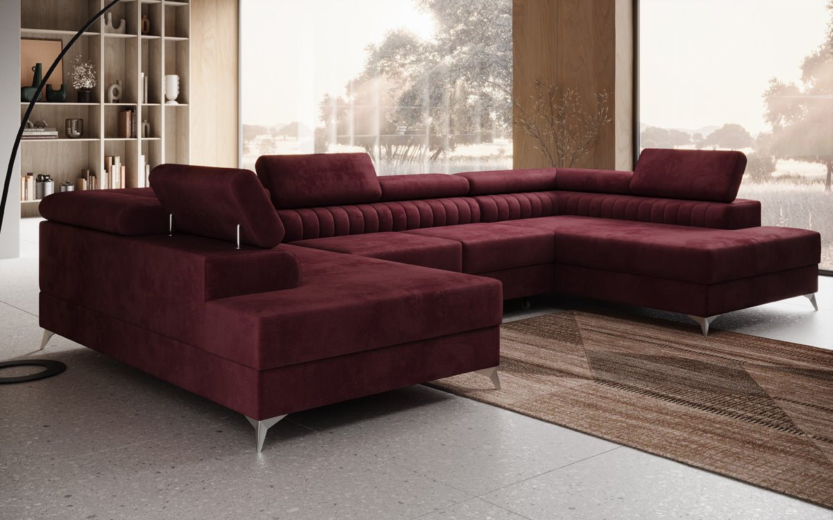 Luxusbetten24 Designer Sofa Aurea U Samt Schlaf‑Klappfunktion Anthrazit