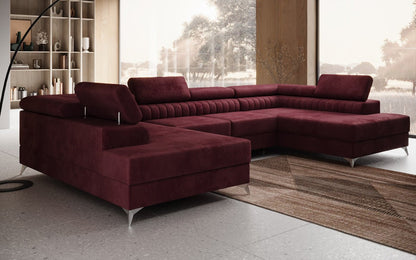 Luxusbetten24 Designer Sofa Aurea U Samt Schlaf‑Klappfunktion Anthrazit