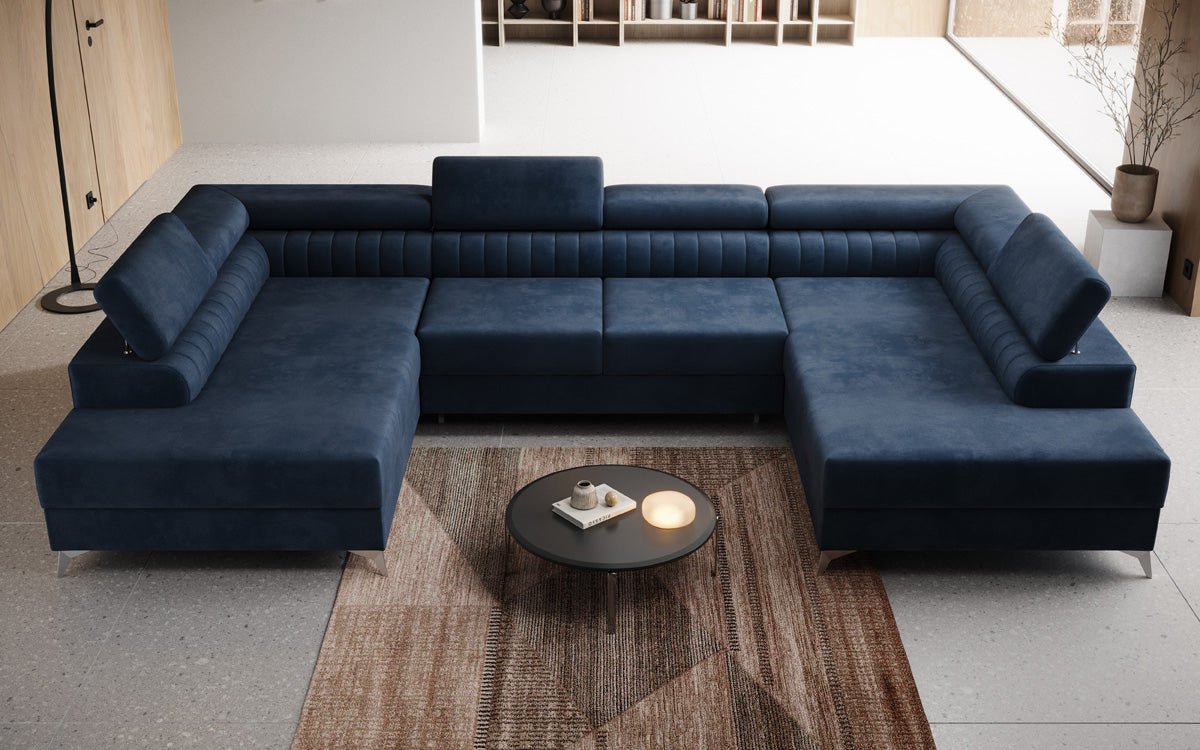 Luxusbetten24 Designer Sofa Aurea U Samt Schlaf‑Klappfunktion Anthrazit
