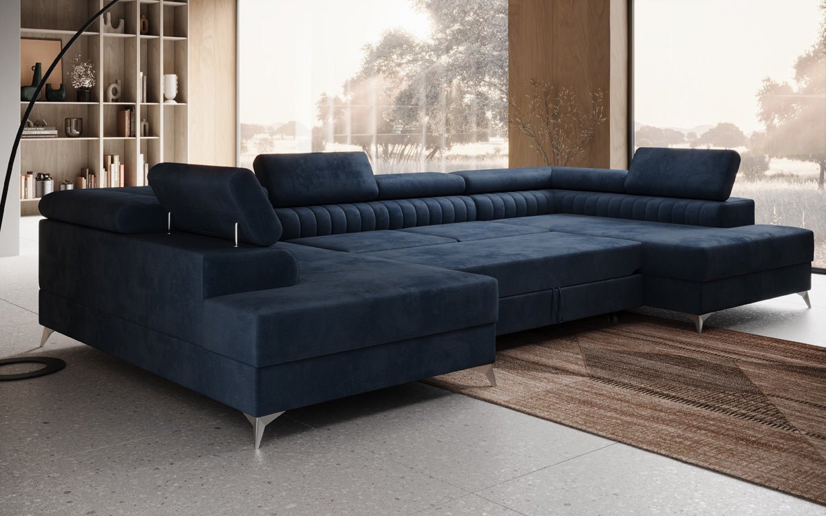 Luxusbetten24 Designer Sofa Aurea U Samt Schlaf‑Klappfunktion Anthrazit