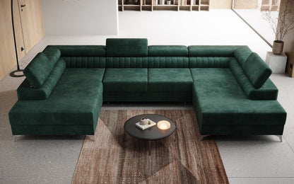 Luxusbetten24 Designer Sofa Aurea U Samt Schlaf‑Klappfunktion Anthrazit