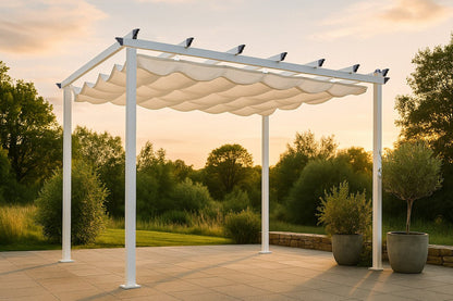 Luxusbetten24 Solyx Pergola Garten Modell mit Weißem Polyesterdach