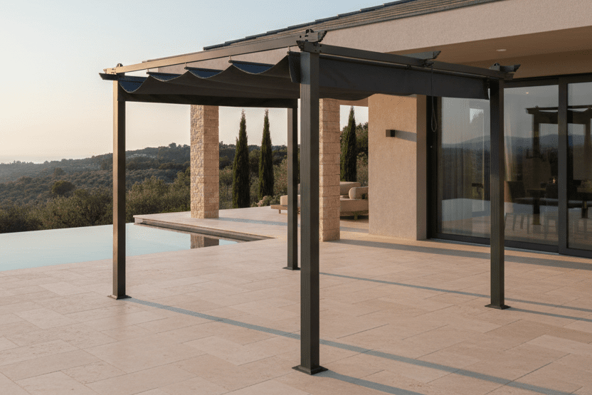 Pergola Sora - mit grauem Polyesterdach
