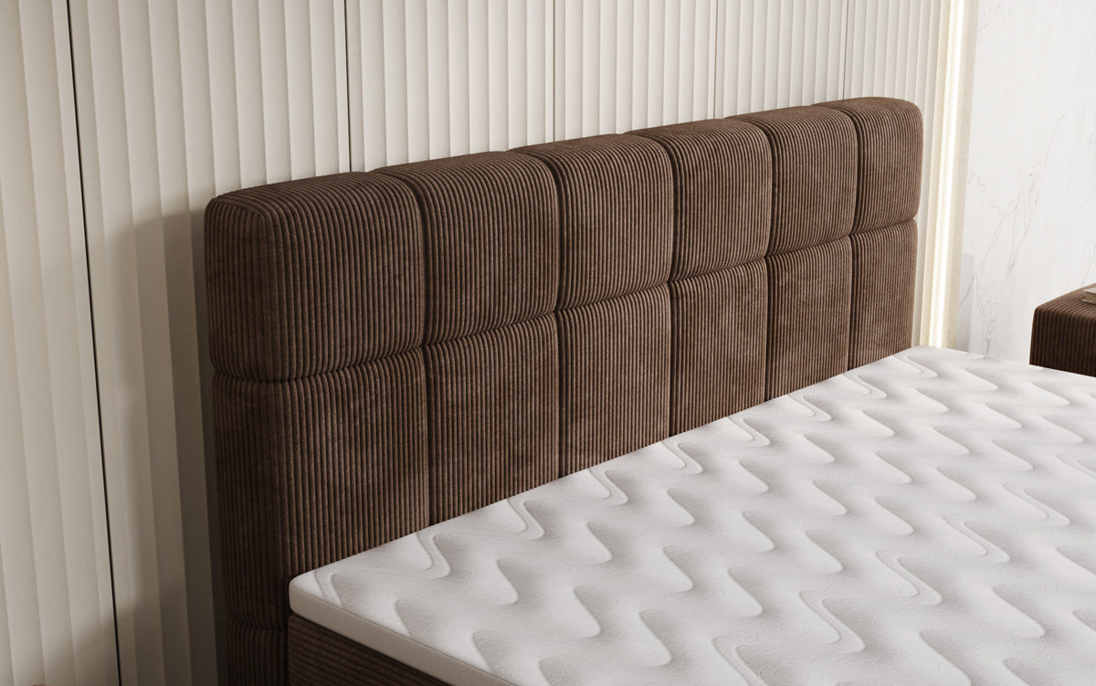 Luxusbetten24 Vera Boxspringbett Cord Design mit hohen Füßen