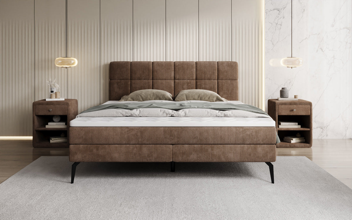 Luxusbetten24 Vera Boxspringbett Cord Design mit hohen Füßen