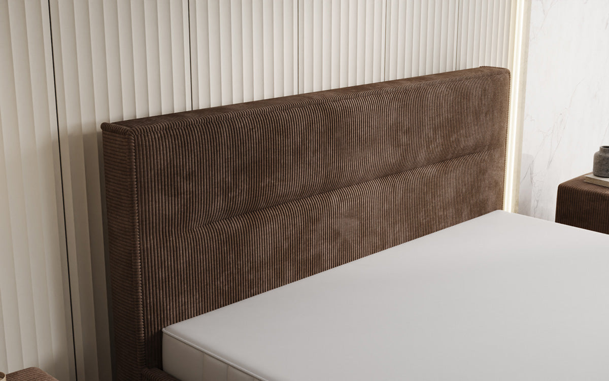 Designer Polsterbett Merry in Cord mit Stauraum