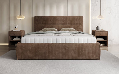 Designer Polsterbett Merry in Cord mit Stauraum