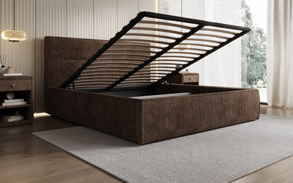 Designer Polsterbett Merry in Cord mit Stauraum