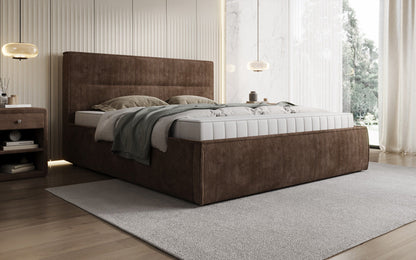 Designer Polsterbett Merry in Cord mit Stauraum