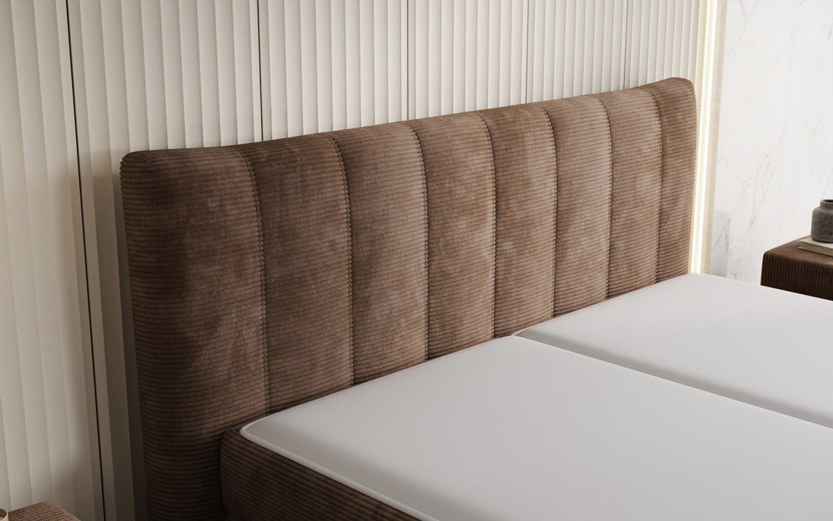 Luxusbetten24 Ines Boxspringbett Cord mit Stauraum 140‑200 cm Größe