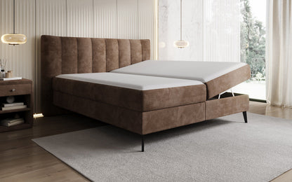 Luxusbetten24 Ines Boxspringbett Cord mit Stauraum 140‑200 cm Größe