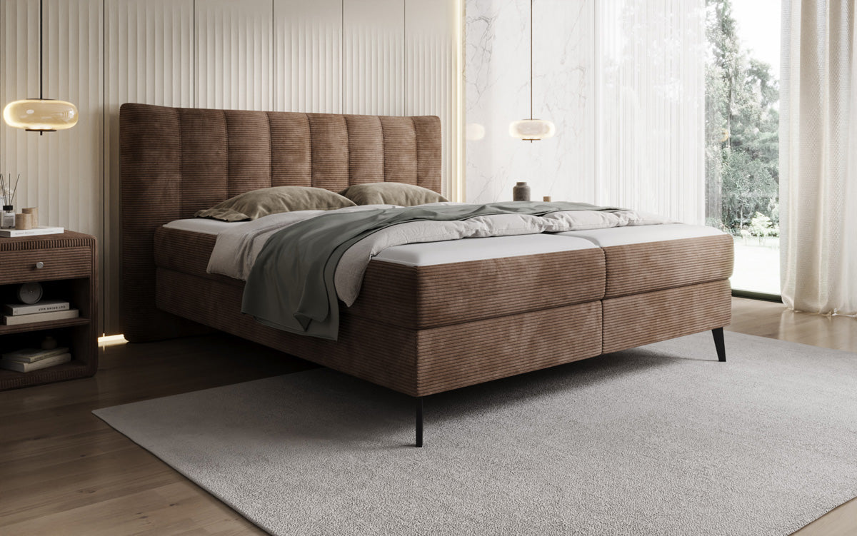 Luxusbetten24 Ines Boxspringbett Cord mit Stauraum 140‑200 cm Größe
