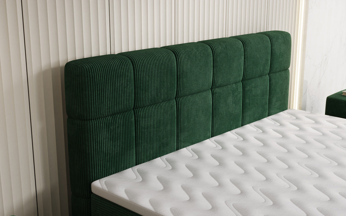Luxusbetten24 Vera Boxspringbett Cord Design mit hohen Füßen