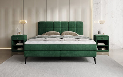 Luxusbetten24 Vera Boxspringbett Cord Design mit hohen Füßen