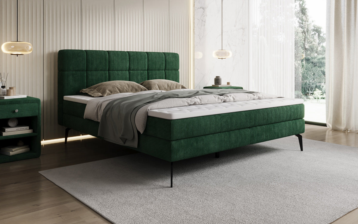 Luxusbetten24 Vera Boxspringbett Cord Design mit hohen Füßen