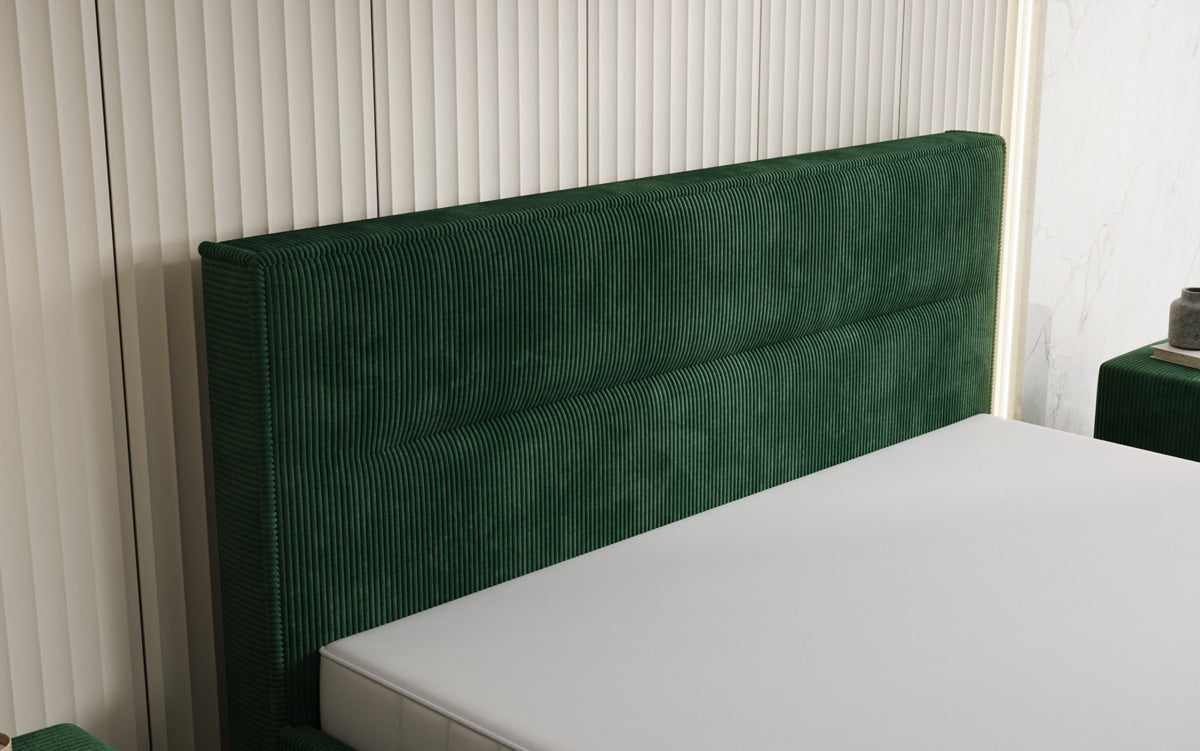 Designer Polsterbett Merry in Cord mit Stauraum