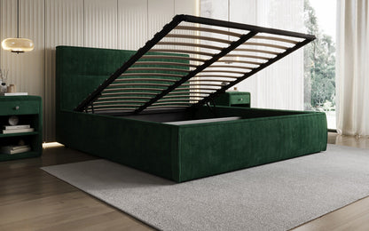 Designer Polsterbett Merry in Cord mit Stauraum