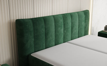 Luxusbetten24 Ines Boxspringbett Cord mit Stauraum 140‑200 cm Größe