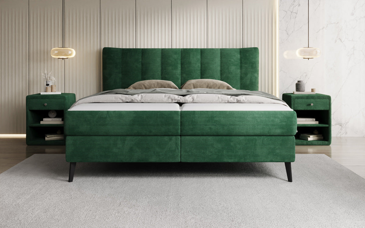Luxusbetten24 Ines Boxspringbett Cord mit Stauraum 140‑200 cm Größe