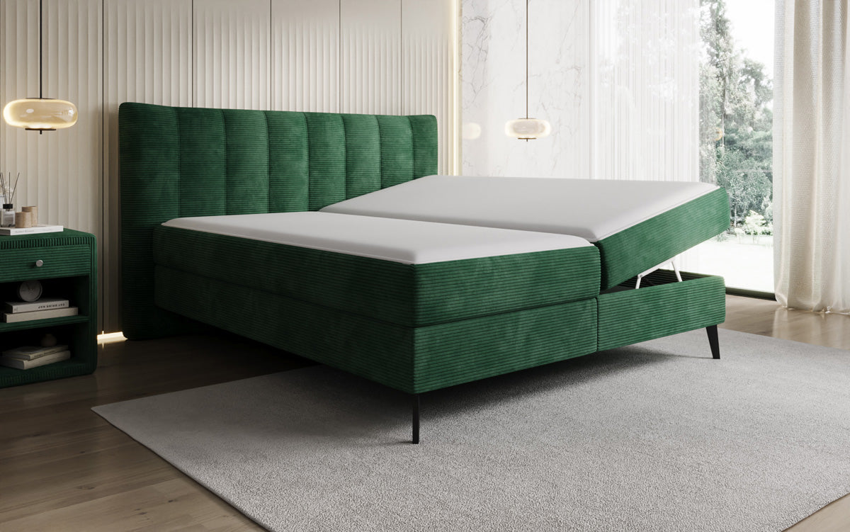 Luxusbetten24 Ines Boxspringbett Cord mit Stauraum 140‑200 cm Größe
