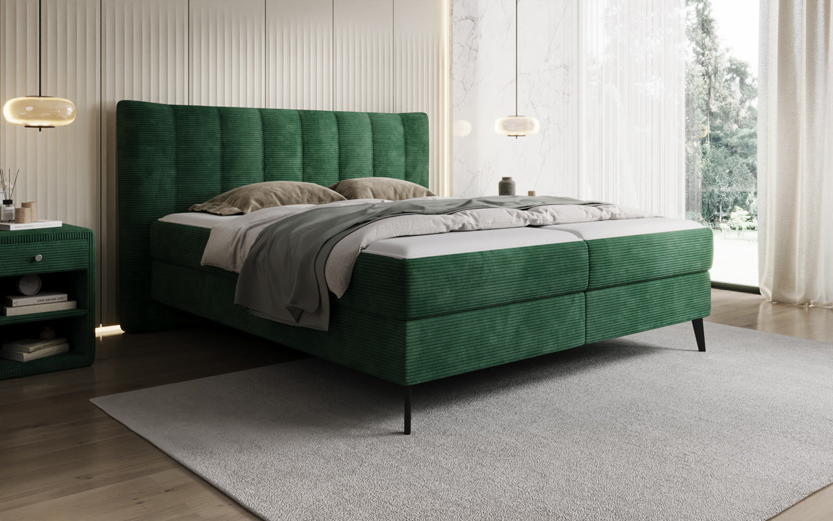 Luxusbetten24 Ines Boxspringbett Cord mit Stauraum 140‑200 cm Größe